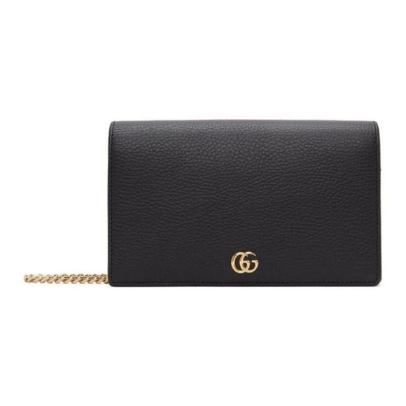 Gucci Mini GG Marmont Chain Shoulder Bag Black - Picture 1 of 6